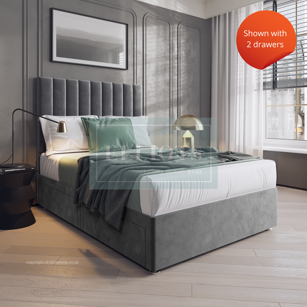 Lyon Divan Bed with Storage Options + 54” HB